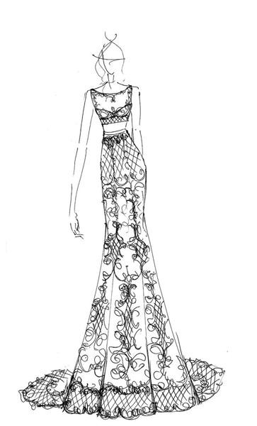 Sketch of Geeta Basra's Reception Dress